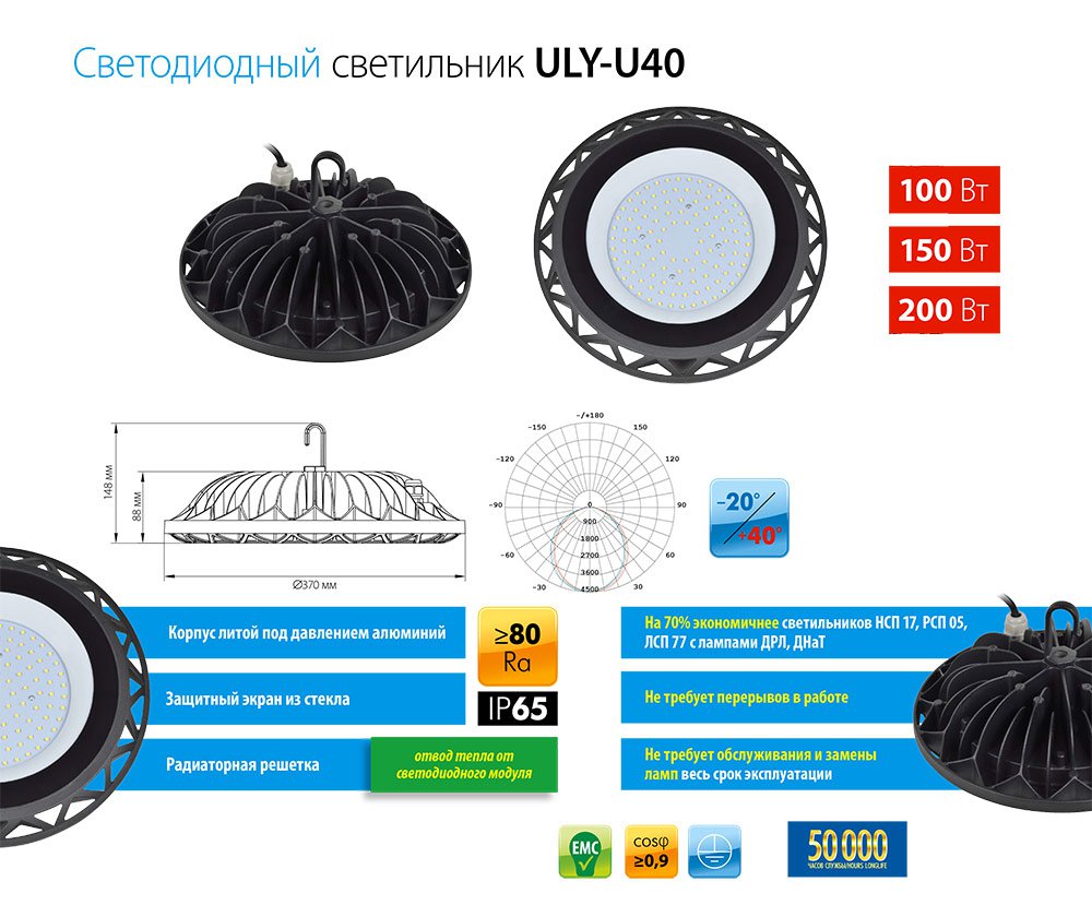 Светодиодные светильники Black Dragon ULY-U40