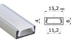 Накладной алюминиевый профиль SP261, Серебристый анод. 2000х15,2х6мм, 2 заглушки