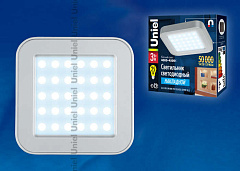 ULE-S03-3W/NW IP41 SILVER картон Светильник светодиодный накладной для интерьерного освещения. Мощно